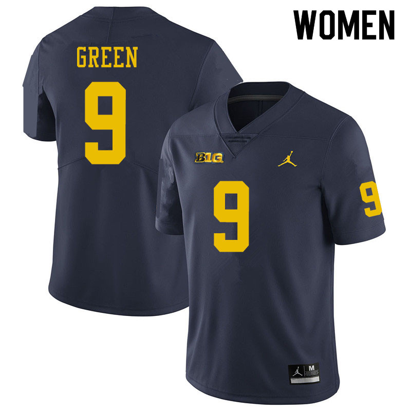 Women #9 Gemon Green Michigan Wolverines College Football Jerseys Sale-Navy